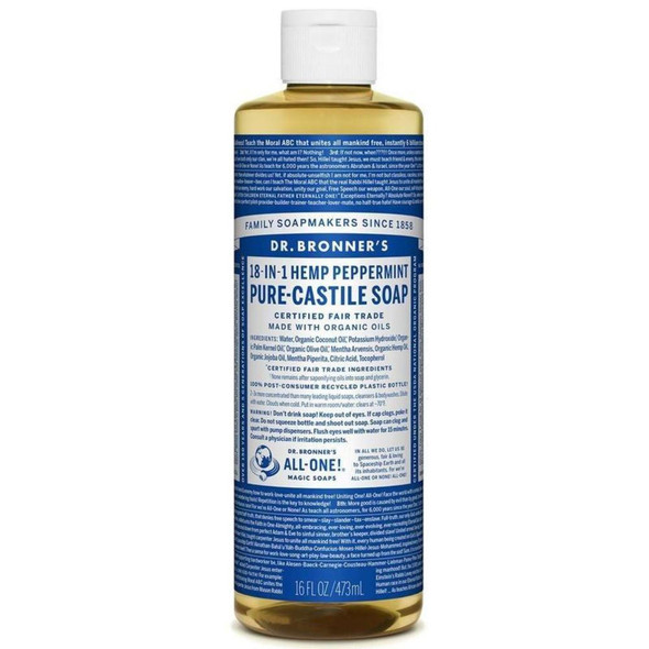  Dr. Bronner's Pure Castille Liquid Soap Peppermint 16 Ounces 