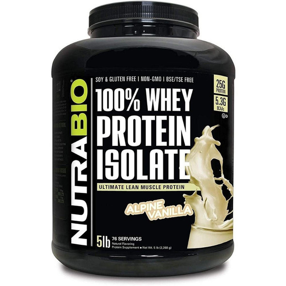  NutraBio 100% Whey Protein Isolate 75 Servings 