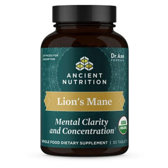  Ancient Nutrition Ancient Mushrooms Organic Lions Mane 30 Tablets 