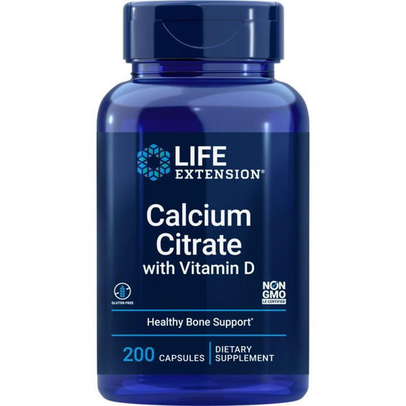  Life Extension Calcium Citrate & Vitamin D 200 Capsules 