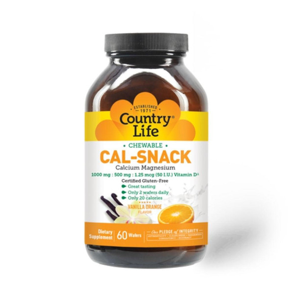  Country Life Cal-Snack With Magnesium Vanilla Orange Flavor 60 Chews 