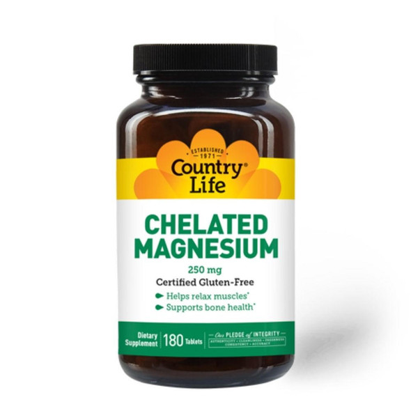  Country Life Chelated Magnesium 250mg 180 Tablets 
