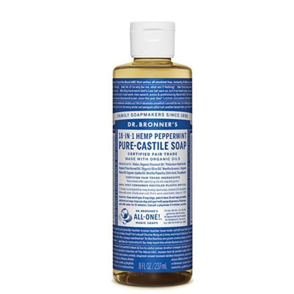  Dr. Bronner's Pure Castille Liquid Soap Peppermint 8 Ounces 