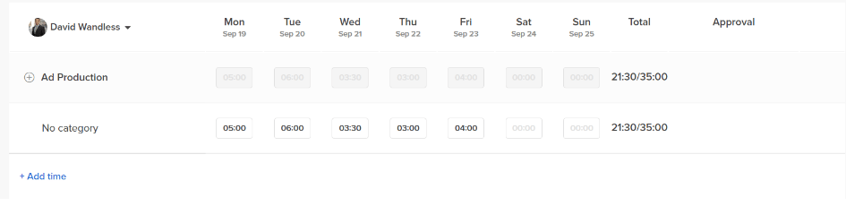 Employee timesheet entry in Hive