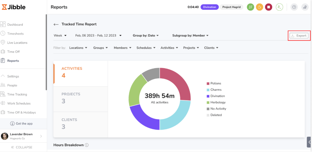 Jibble tracked time report