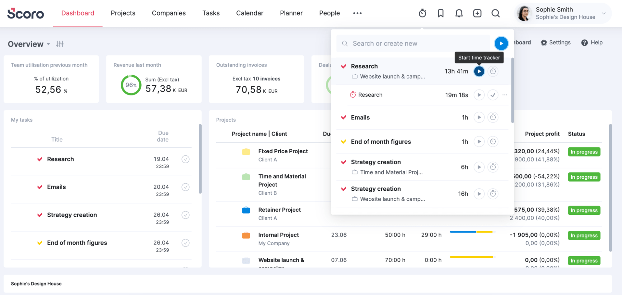 Scoro time tracker tool