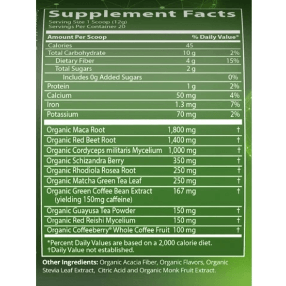  MRM Organic All Natural Pre-Workout 20 Servings 